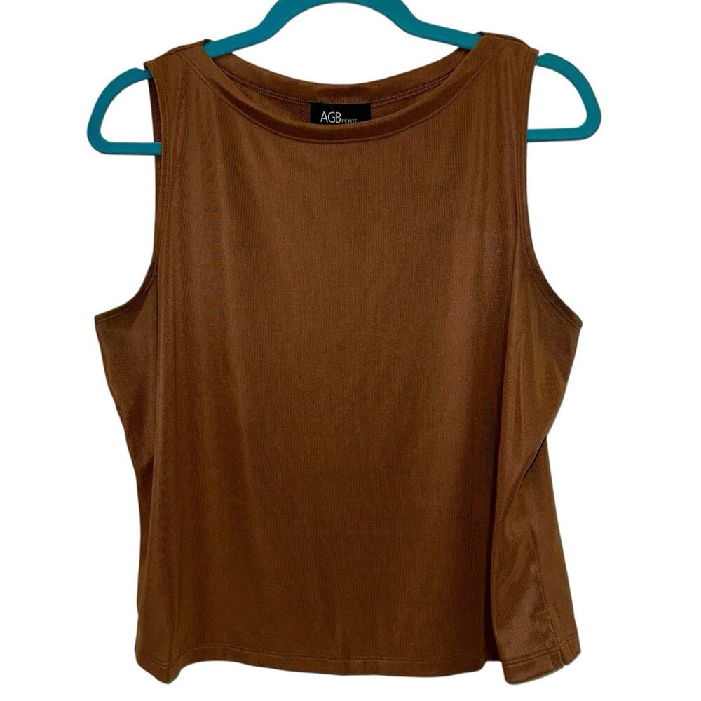 AGB Petite XL Brown‎ Sleeveless Tank Top Stretch Career Casual Layering